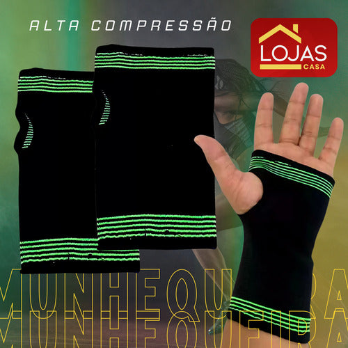 Kit Par Munhequeira Compressão Tendinite Artrite Dores Pulso