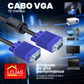 Cabo Vga Blindado 15m Lojas Casa Alta Resolução Azul Conector Macho