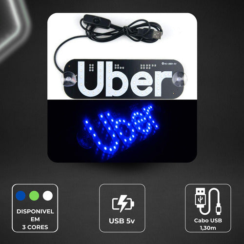 Placa Led Carro Uber Letreiro Motorista De Aplicativo App