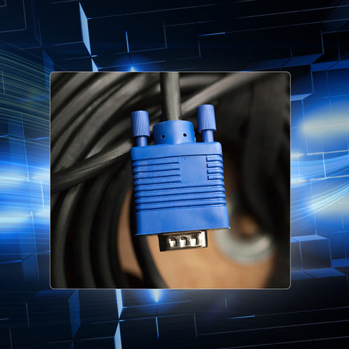 Cabo Vga Blindado 15m Lojas Casa Alta Resolução Azul Conector Macho