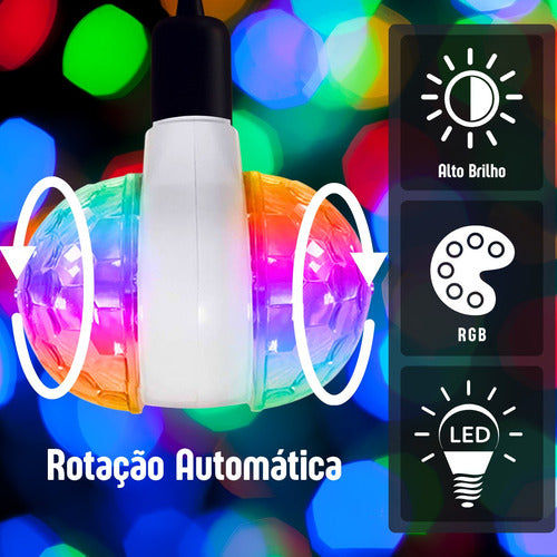 Lâmpada Giratória Colorida Rgb Efeito Globo Bola Festa Led