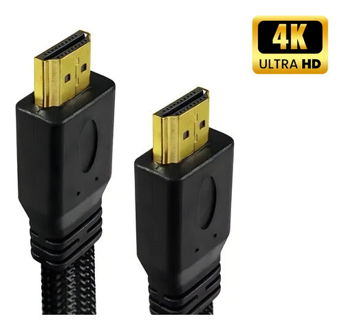 Cabo Hdmi 5m 4k Uhd Plug Blindado Preto Revestimento Nylon Flat