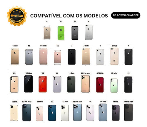 Carregador Fonte Turbo 20w Para iPhone 7 8 X Xr 11 12 13 14