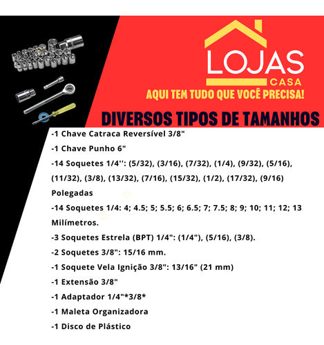 Kit Ferramentas Maleta Catraca Jogo De Chaves Profissional