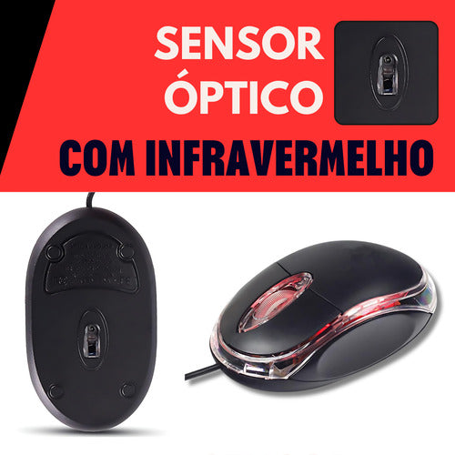 Mouse Usb Com Sensor Óptico Profissional Anatômico Preto