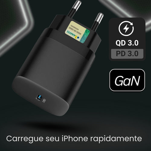 Fonte Carregador Premium Gan Para iPhone Usb-c Garantia 1ano