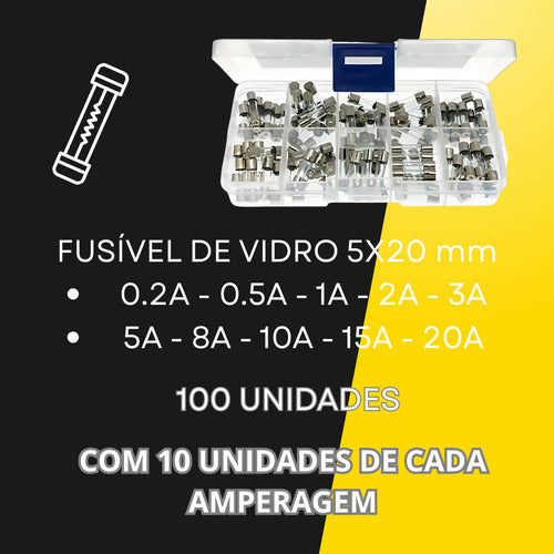 100 Peças Fusível De Vidro Pequeno 5x20 0,5a 500ma