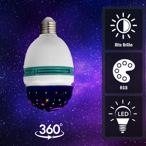 Lâmpada De Festa Led Rgb Giratória Colorida Céu Estrelado