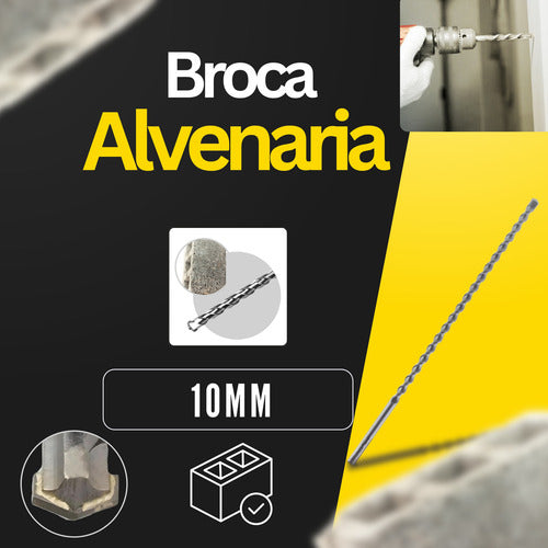 Broca 30cm 10mm Videa Longa Para Concreto Parede Alvenaria