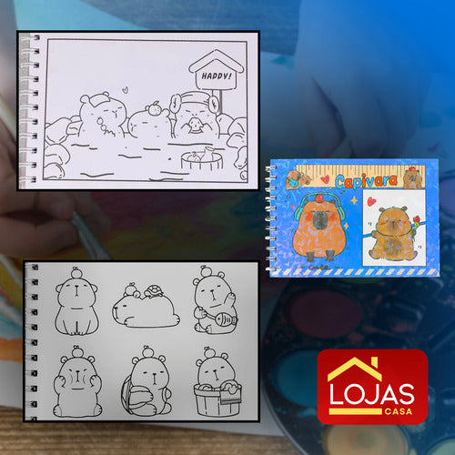 Livro Para Colorir Pintura Desenho Cute Capivara Goods