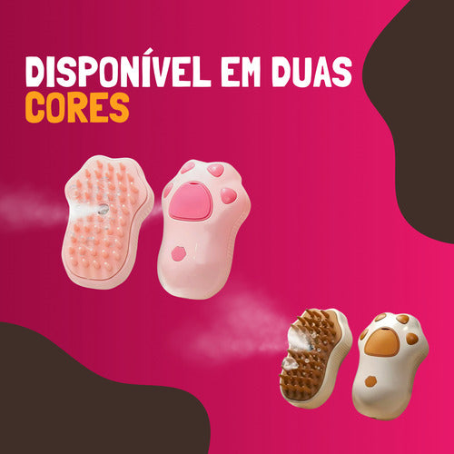 Escova De Vapor Para Pelo Gatos Cachorros Pet Patinha 3 Em 1