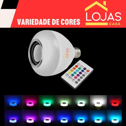 Lâmpada Led Rgb Bluetooth Com Caixa De Som E Controle Bivolt