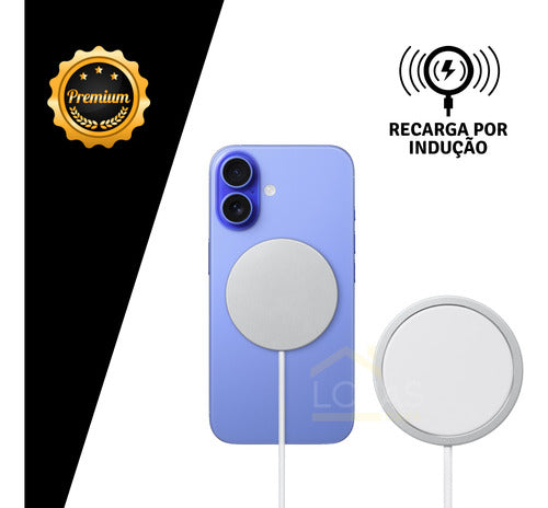 Fonte Carregador + Cabo Indução Para iPhone 12 13 14 15 16