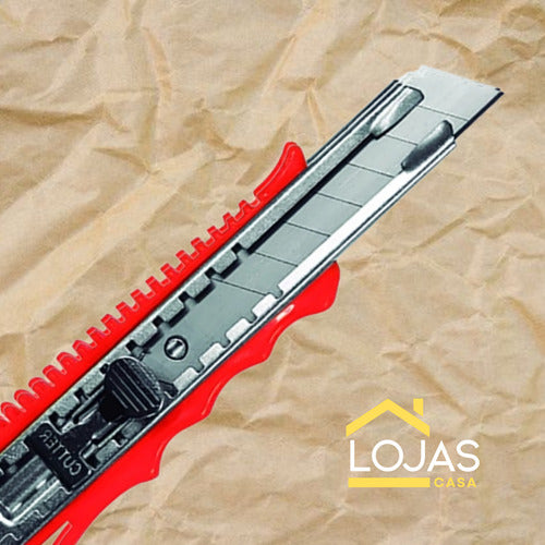 Estilete De Metal Largo Profissional 18mm Trava De Segurança