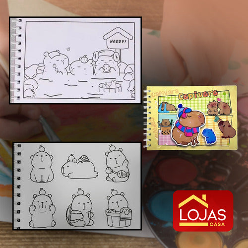 Livro Para Colorir Pintura Desenho Cute Capivara Goods