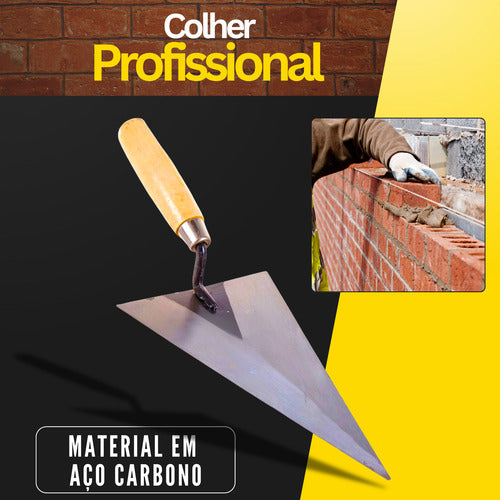 Colher Pedreiro Profissional Triangular Para Quinas Esquadro