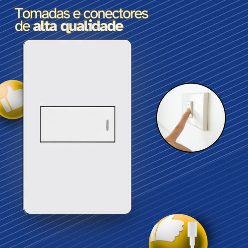Interruptor Slim Modular 4x2 Tecla Simples Iluminaçao Branco