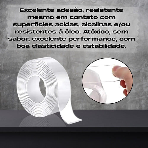 Fita Adesiva Dupla Face Extra Forte Alta Aderência 2 Metros
