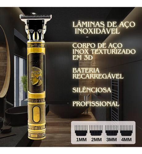 Máquina Cortar Cabelo Fazer Barba Acabamento Refinado Metal