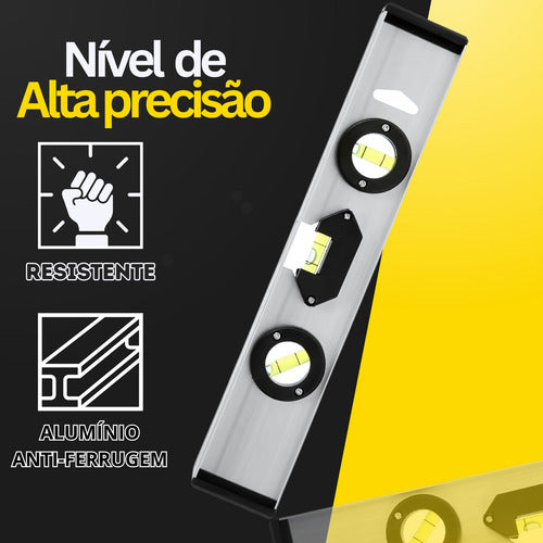 Nivel De Aluminio 3 Bolhas 12 Pol. 355mm Obra Profissional