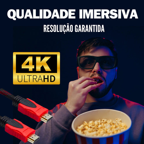 Cabo Hdmi 5 Metros Blindado 3d Full Hd Para Tv Game Pc Forte