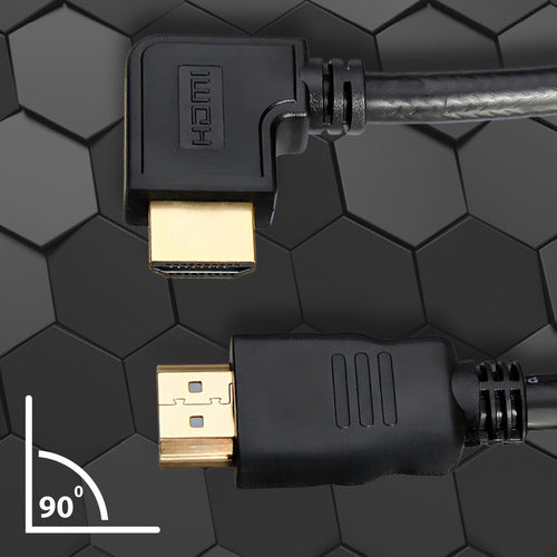 Cabo Hdmi Curvo  3 Metros Blindado Full Hd Tv Game Pc Not 90
