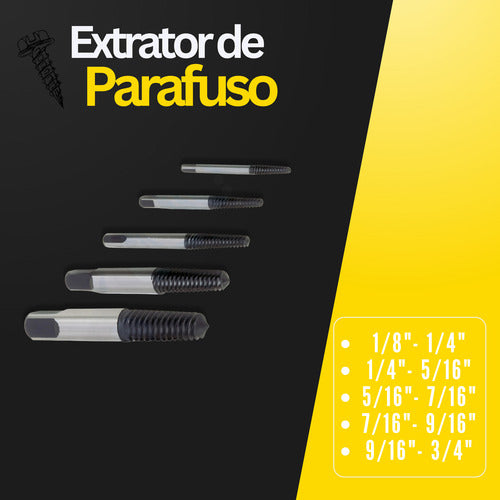 Jogo Extratores De Porcas E Parafusos Com 5 Peças /
