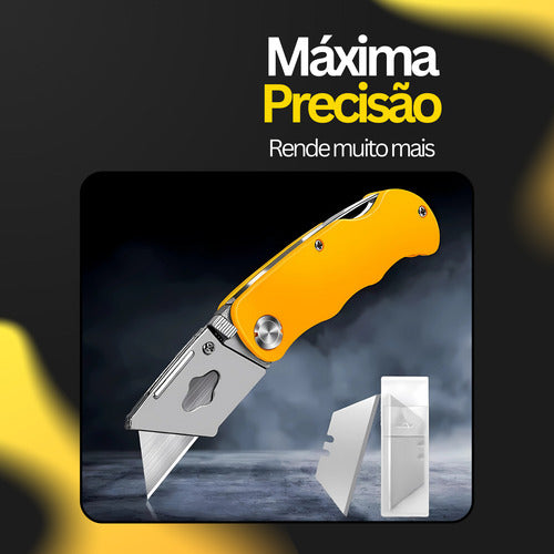 Estilete Dobrável Portátil 3 Lâminas Profissional Leve Bolso