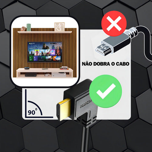 Cabo Hdmi Curvo 1,8 Metros Lojas Casa Blindado 4k Tv Notebook Preto