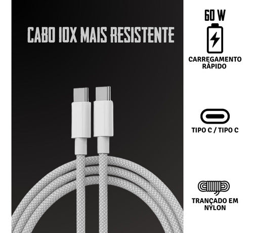 Cabo Usb C Tipo C Para iPhone 15 Pro 15 16 Pro Max Trançado