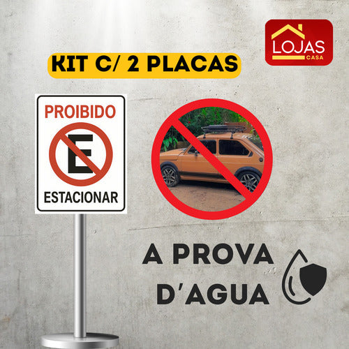 Placa De Sinalização Proibido Estacionar 20x30 / 2 Unidades