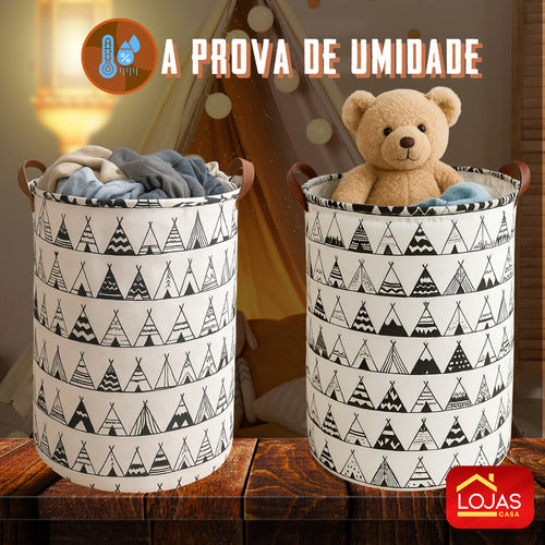 Cesto Organizador Multiuso Roupa Suja Dobrável Estampa