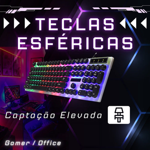 Kit Teclado E Mouse Usb Rgb Gamer Anti Ghosting Semi Mecânic