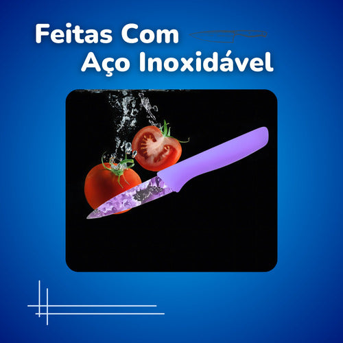 Jogo De Facas 6 Peças Cozinha Chef Churrasco Multiuso Lâmina