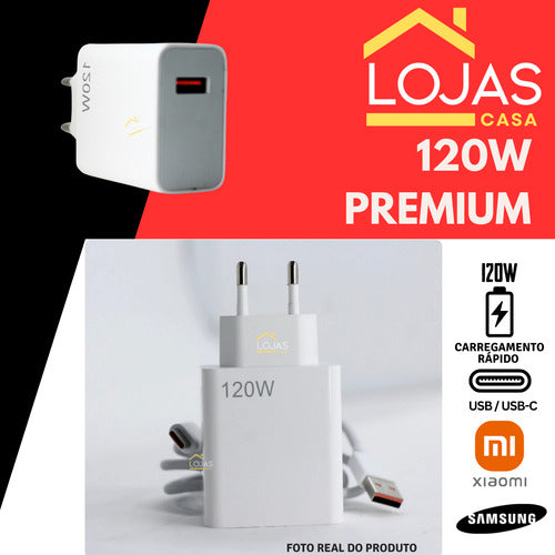 Carregador Usb-c Turbo 120w  Para  Xiaomi  Samsung  Motorola