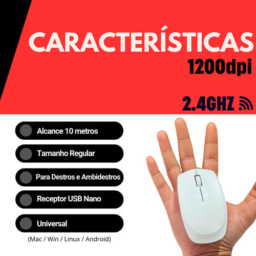 Mouse Sem Fio Sensor Óptico Profissional Confortável Cmos Un