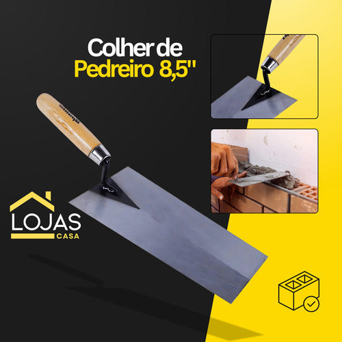 Colher Pedreiro Azulejista Ponta Reta E Borda Quadrada