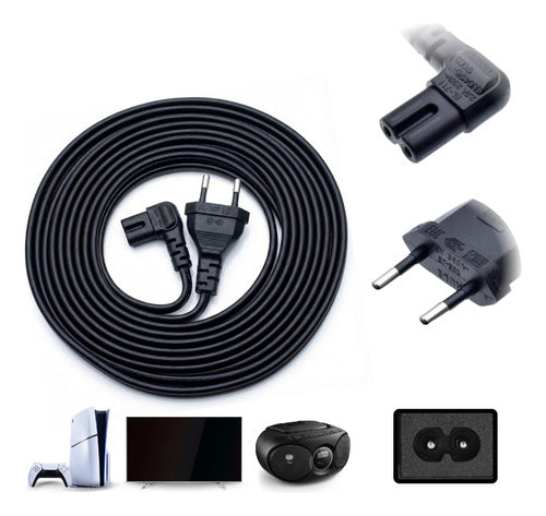 Cabo Forca Bipolar L Para Tv Ps2 Ps3 Ps4 Radio Impressora 90