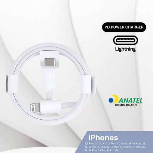 Fonte Carregador + Cabo P/ iPhone X Xr 11 12 13 14 45w Luxo