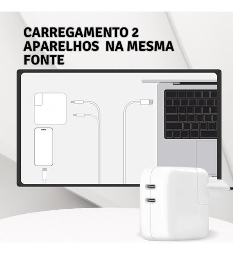 Fonte Carregador Duplo 50w Usb C P/ iPhone Samsung Motorola
