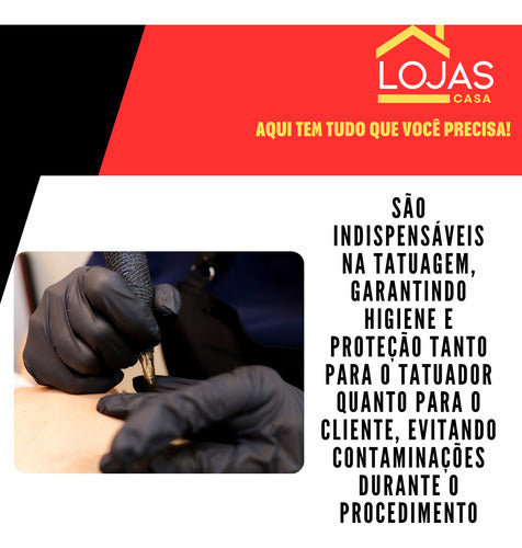 Luvas Nitrilicas Na Cor Preta 100 Unid. Uso Geral Sem Talco