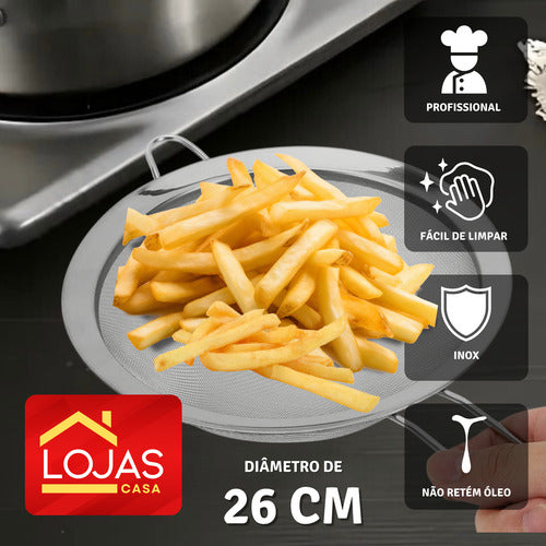 Escumadeira Peneira Redonda Fritura Pastel Batata Legumes 26