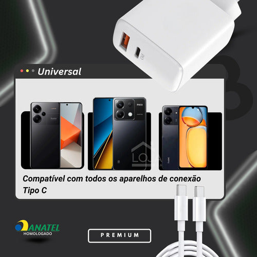 Fonte Carregador Duplo 48w P/ Xiaomi 2 Cabos 2m E 1m Premium