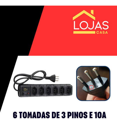 Filtro De Linha Régua Extensão Elétrica 6 Tomada Bivolt 85cm