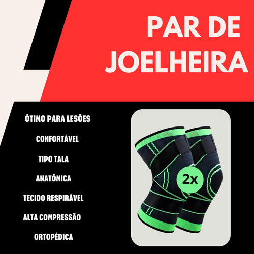 Kit 2 Joelheiras Compressão Confortável Ajustável Tensor