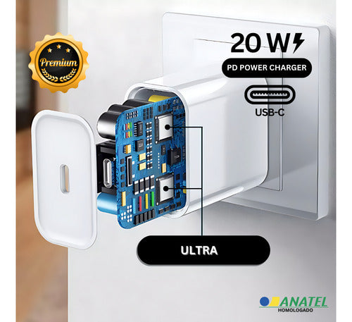 Carregador Fonte Turbo 20w Para iPhone 7 8 X Xr 11 12 13 14