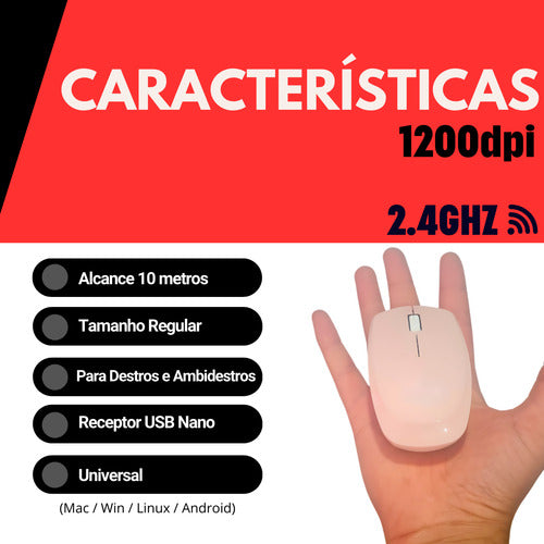 Mouse Sem Fio Sensor Óptico Profissional Confortável Cmos Un