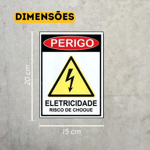 Kit 2 Placa Perigo Eletrecidade Risco De Choque Para Empresa