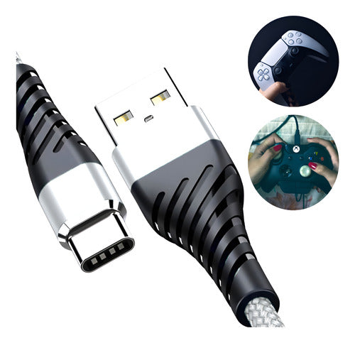 Cabo Tipo C Usb 2m Fast Para Controle Ps5 Xbox One Serie S