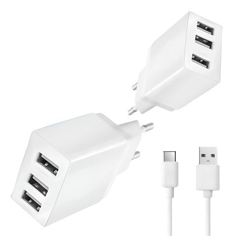 Carregador 50w Usb-c Triplo Para Motorola Moto G Edge Razr